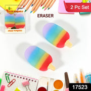 17523 Jelly Popsicle Shape Fancy  Stylish Erasers Mini Eraser Creative Cute Novelty Eraser For Children Eraser Set For Return Gift Birthday Party School Prize (2 Pc Set) thumbnail 7