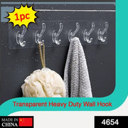 4654 Adhesive Transparent Heavy Duty Wall Hook thumbnail 7