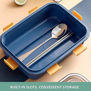 3 Compartment Transparent Stainless Steel Lunch Box With A Spoon And A Pair Of Chopsticks (1 Set) thumbnail 3