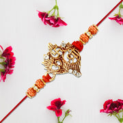 Spiritual Symbol Rakhi With Om Swastik  Rudraksha Beads thumbnail 2
