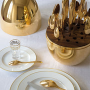 10010 Premium Cutlery Set 24 Pcs With Oval Shaped Stand  Beautiful Stylish Oval Designed Cutlery Sets Egg-shaped Luxury Spoon Holder Set (Golden  24 Pcs Set) thumbnail 3