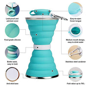 1385 Silicone Traveling Water Bottle Bpa Free - Leak Proof Lightweight Collapsible - Small Folding Refillable And Space Saver For Camping Gym Sports Hiking Biking Yoga Outdoor thumbnail 4