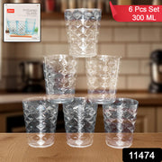 Apex Pyramid Design Unbreakable Plastic Glass  300 Ml thumbnail 5