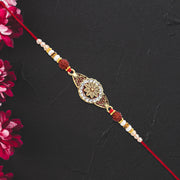 Rudraksha Rakhi With Stone-studded Mandala Design thumbnail 2