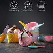 5320 Ice-cream Waffle Spoon Bowel Cup Set  Premium Ice Cream Set  Ice-cream Bowel With Spoon 2pc Couple Bowl Set thumbnail 3