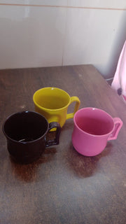 Premium Plastic Coffee  Tea Cups  Mug With Handle (1 Pc  Loose  Mix Color) thumbnail 6
