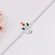 Stylish Ganesha Rakhi With Enamel Highlights And Silver Metal Chain thumbnail 2