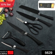 5629 6 Pieces Professional Kitchen Knife Set Meat Knife Chefs Knife With Non-slip Handle For Home Kitchen And Restaurant With Chef Peeler And Scissor (Stainless Steel  6 Pcs Set) thumbnail 6