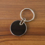 Sleek Black Round Metal Keychain (1 Pc) thumbnail 2