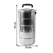 5799 Big Size 5 Compartment Lunch Box Stainless Steel Round Tiffin Traditional Tiffin Box For Kids College Office Men And Women Meal Holder With Locking Clip 5 Containers (16x5 Inch) thumbnail 3