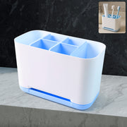 6 Compartment Multi Purpose Organizer Toothbrush Holder Stand Plastic Caddy (1 Pc) thumbnail 5