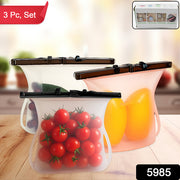 5985  Reusable Silicone Food Storage Bag 3 Bag Set Leakproof Lock Reusable Flat Bottom Freezer Bags Sandwich Bags  Silicone Food Grade Kids Snack Bags  Bpa Free Microwave Dishwasher Safe thumbnail 6