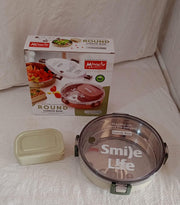 5584 Miracle Stainless Steel Round Lunch Box With Small Plastic Box Insert Leak Proof Lunch Box With Transparent Lid Lunch Box For Kids  Adults For School Office (450 Ml + 250 Ml Approx) thumbnail 6