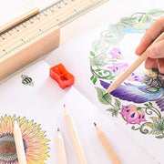 4726 Colorful Wooden Pencil Set With Pencil Box Ruler Sharpener For For Kids Artist Architect thumbnail 4