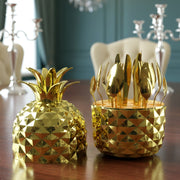Stainless Steel Golden Cutlery Set With Pineapple Storage Stand (24 Pc Set) thumbnail 2