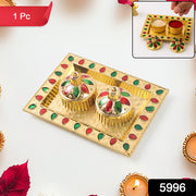 5996 Rakasha Bandhan Special Puja Thali Kumkum Thali Holder Pooja Return Gift Indian Housewarming Gifts Brotherbhaibhabhisisterfamily Rakhi For Rakshabandhan thumbnail 5