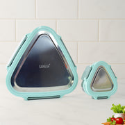 Ganesh Trinity 2-piece Stainless Steel Triangle Lunch Box Set thumbnail 4