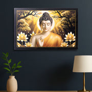 Decorative Lord Buddha Wall Painting With Wooden Frame Mix Design 45x30 Cm Approx (1 Pc) thumbnail 2