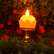 Premium Lotus Shaped Led Flameless Candle With Decorative Holder (1 Pc) thumbnail 3