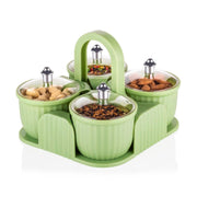 5779 Multipurpose Jar Dryfruit Set  Candy Chocolate Snacks Storage Jar Masala Jar  For Home And Kitchen Airtight Dry Fruit Plastic Storage Container Tray Set With Lid  4 Serving Jar Container For Sweetschipscookies(4 Pc Set) thumbnail 3