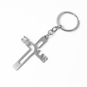 Elegant Metal Cross Keychain With Gujarati Jesus Script  Religious Faith Key Ring thumbnail 1