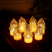 Set Of 12 Decorative Led Flameless Candle Lights With Golden Net Cover thumbnail 6