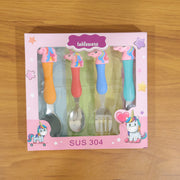 Unicorn Theme Kids Spoon And Fork With Plastic Handle Set (4 Pc Set) thumbnail 6