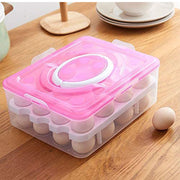 5725 2layer 32 Grid Egg Tray With Lid Egg Carrier Holder For Refrigerator Camping Food Storage Container With Handle (1 Pc ) thumbnail 6
