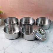5799 Big Size 5 Compartment Lunch Box Stainless Steel Round Tiffin Traditional Tiffin Box For Kids College Office Men And Women Meal Holder With Locking Clip 5 Containers (16x5 Inch) thumbnail 6