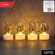 Decorative Golden Leaf Shaped Flameless Led Candles (4 Pc) thumbnail 6