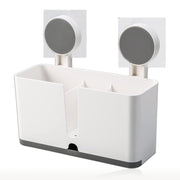 Wall Mounted 3 Compartment Toothbrush Holder With Adhesive Installation (1 Pc) thumbnail 3
