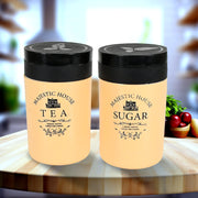 5640 Accurate Seal Tea Sugar Coffee Container Plastic Damru Shaped Tea Coffee Sugar Canisters Jar New Airtight Food Seal Containers For Salt Dry Fruit Grocery 2 Section (800 Ml Approx) thumbnail 1