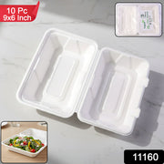 Vegnar Premium Bagasse Clamshell Food Box (10 Pc 9x6 Inch) thumbnail 7